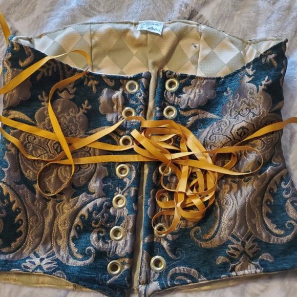 Damsel in this Dress Other - Green and Gold Corset